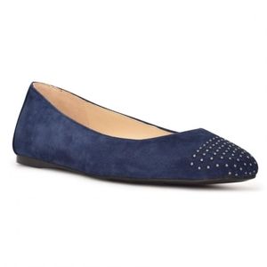 Nine West - Blue Aloha Studded Square ballet flats in good condition, worn once